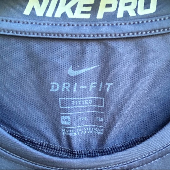 Nike Pro Dri-Fit Mens Short Sleeve Navy Blue Fitted XXL Athletic Shirt - Picture 4 of 6